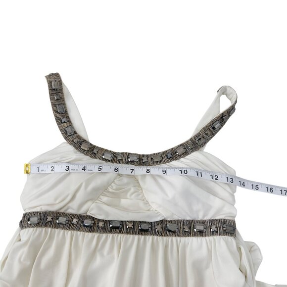 Jodi Kristopher Y2k Women Cream Embellished Empire Waist Babydoll Dress SZ S - Picture 5 of 15